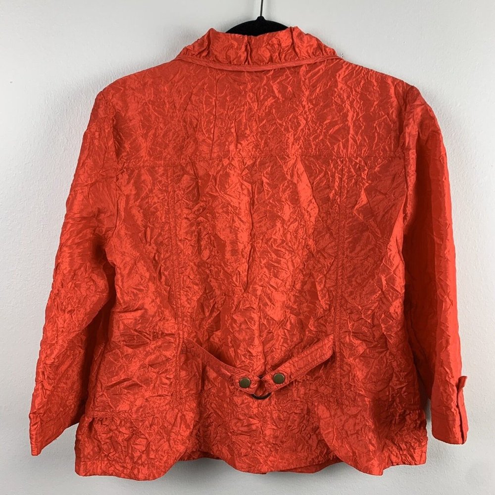 Chicos Crinkle Button Front Jacket Red Orange Cas… - image 4
